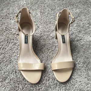 Nine West Pruce Ankle Strap Block Heels, Barely Nude